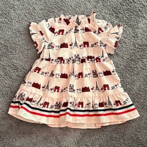 Janie and Jack Eiffel Tower Print Dress in Pink